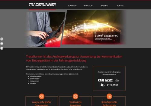 Produktwebseite für den TraceRunner